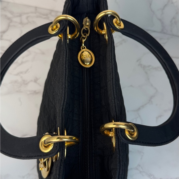 Dior Black Quilted Satchel with Gold Accents - Picture 8 of 13